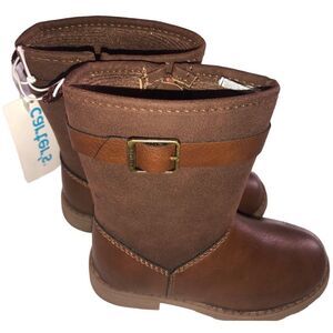 KIDS GIRL’S Carter’s Brown/Khaki BNWT Mid-Calf Boots With Side Buckle. S…